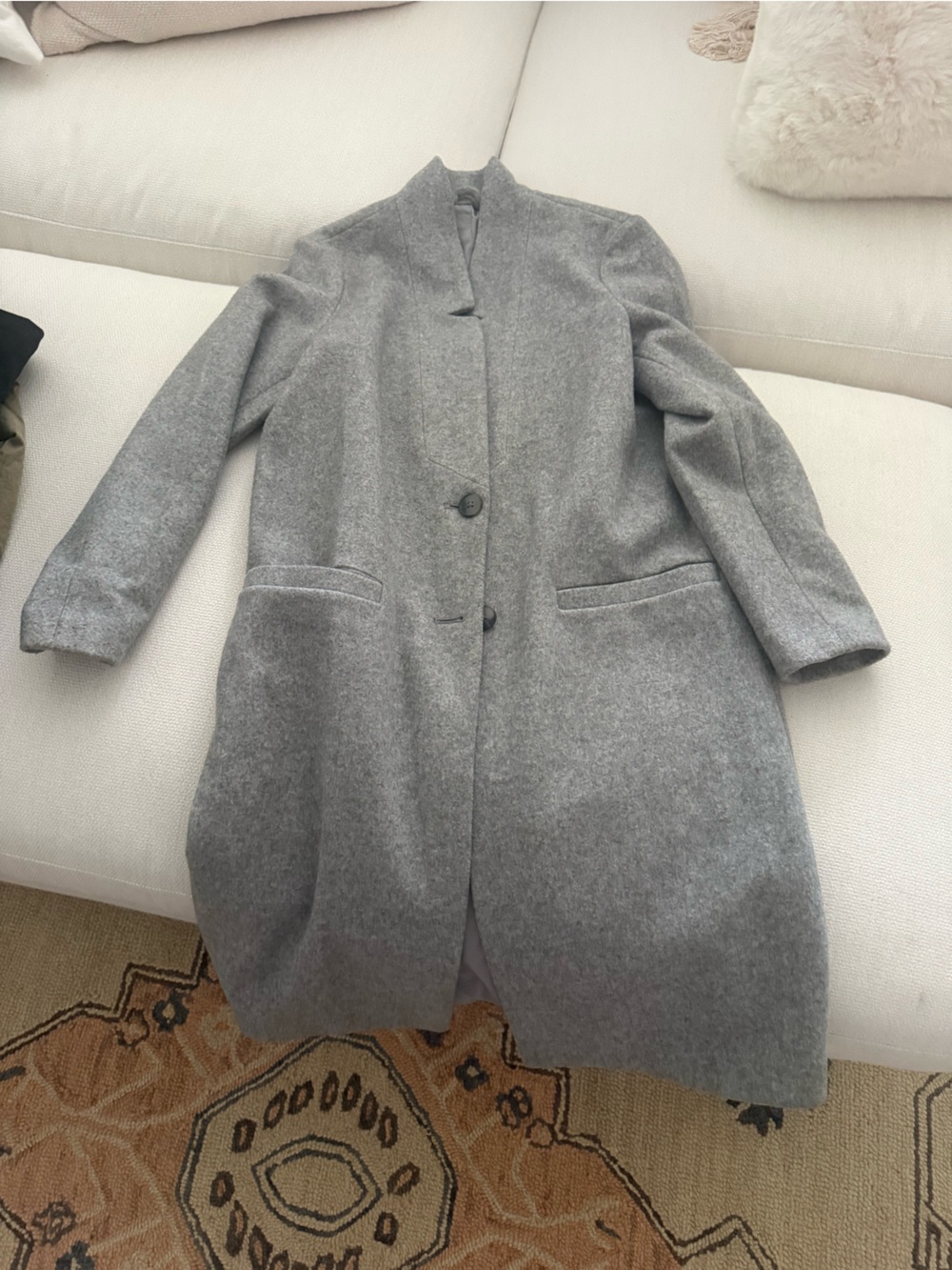 Classic Grey Button-Up Wool Coat